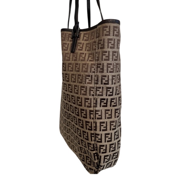 Fendi Zucca FF Logo Canvas Tote with Attached Pouch - Picture 6 of 15